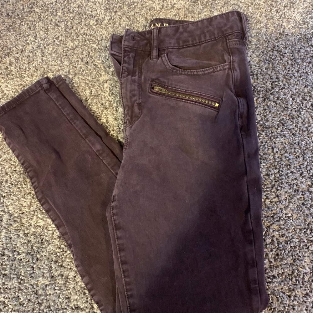Maroon high rise jeans from AE